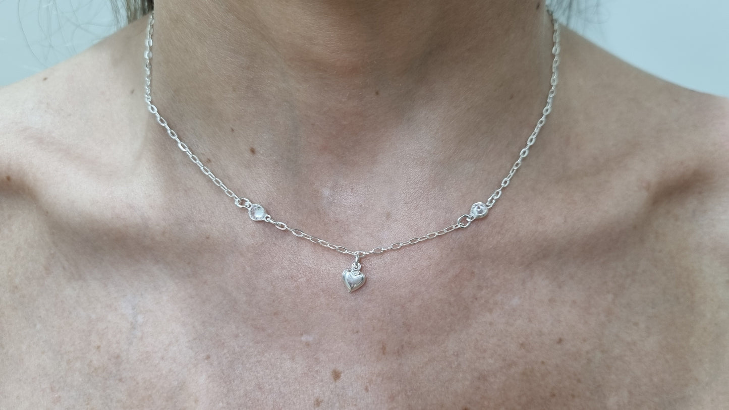 Colar Choker Coração Maciço com Swarovski