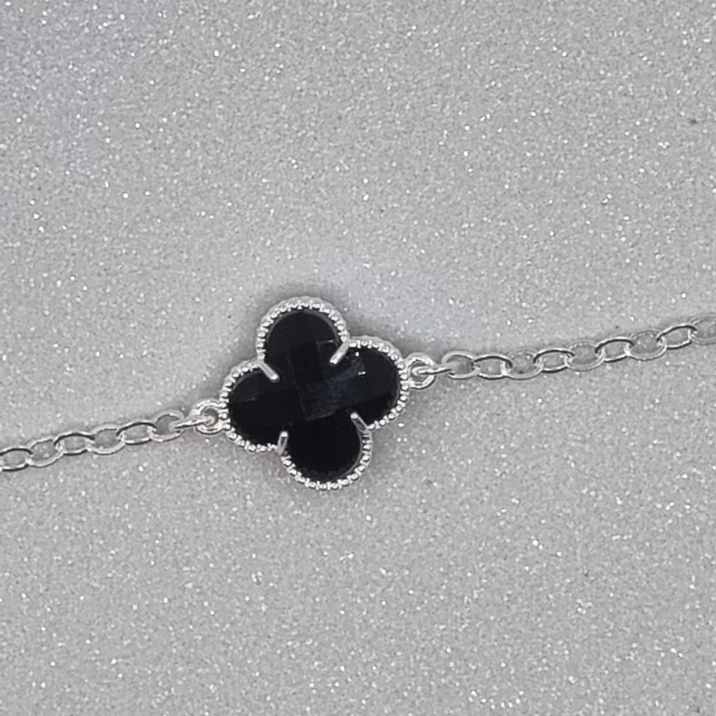 Onyx Clover Bracelet