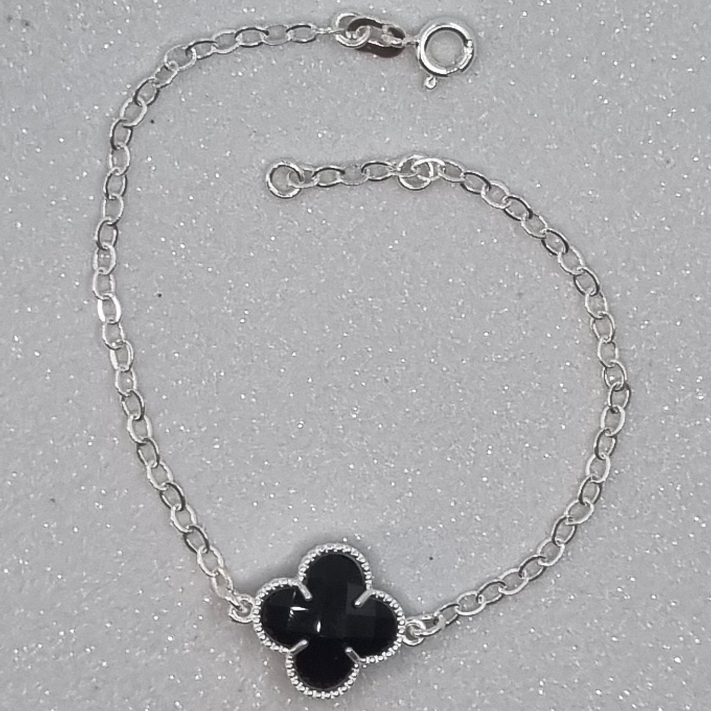 Onyx Clover Bracelet