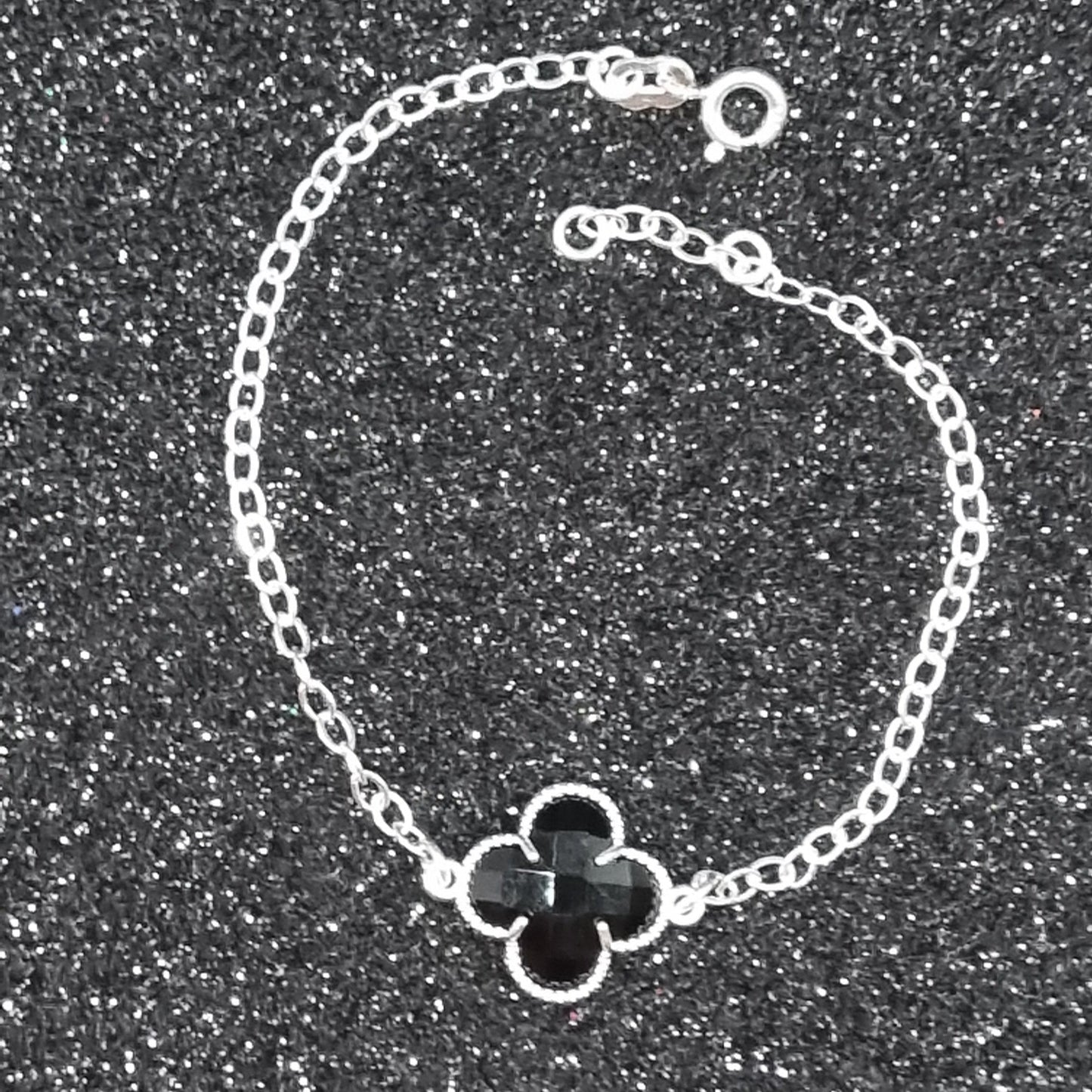 Onyx Clover Bracelet