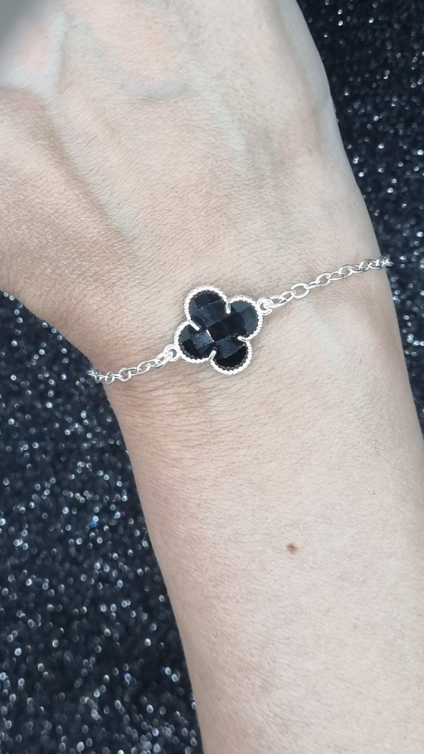 Onyx Clover Bracelet