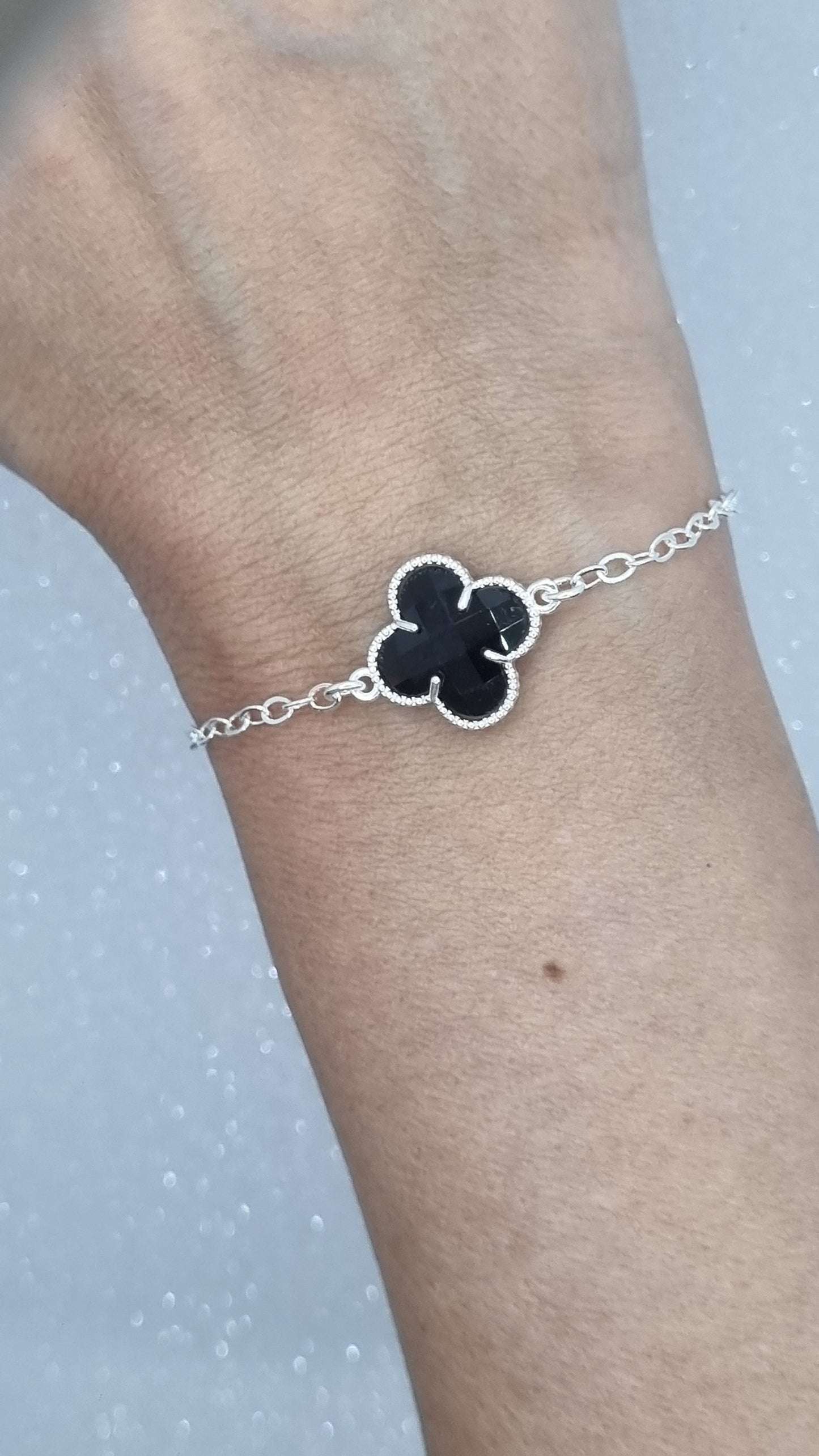 Onyx Clover Bracelet