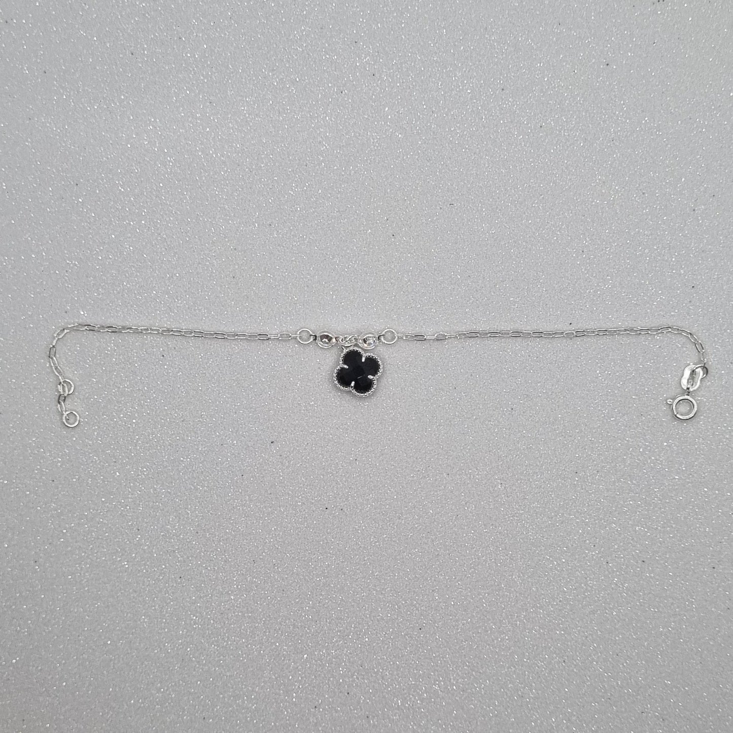 Onyx and Swarovski Clover Bracelet