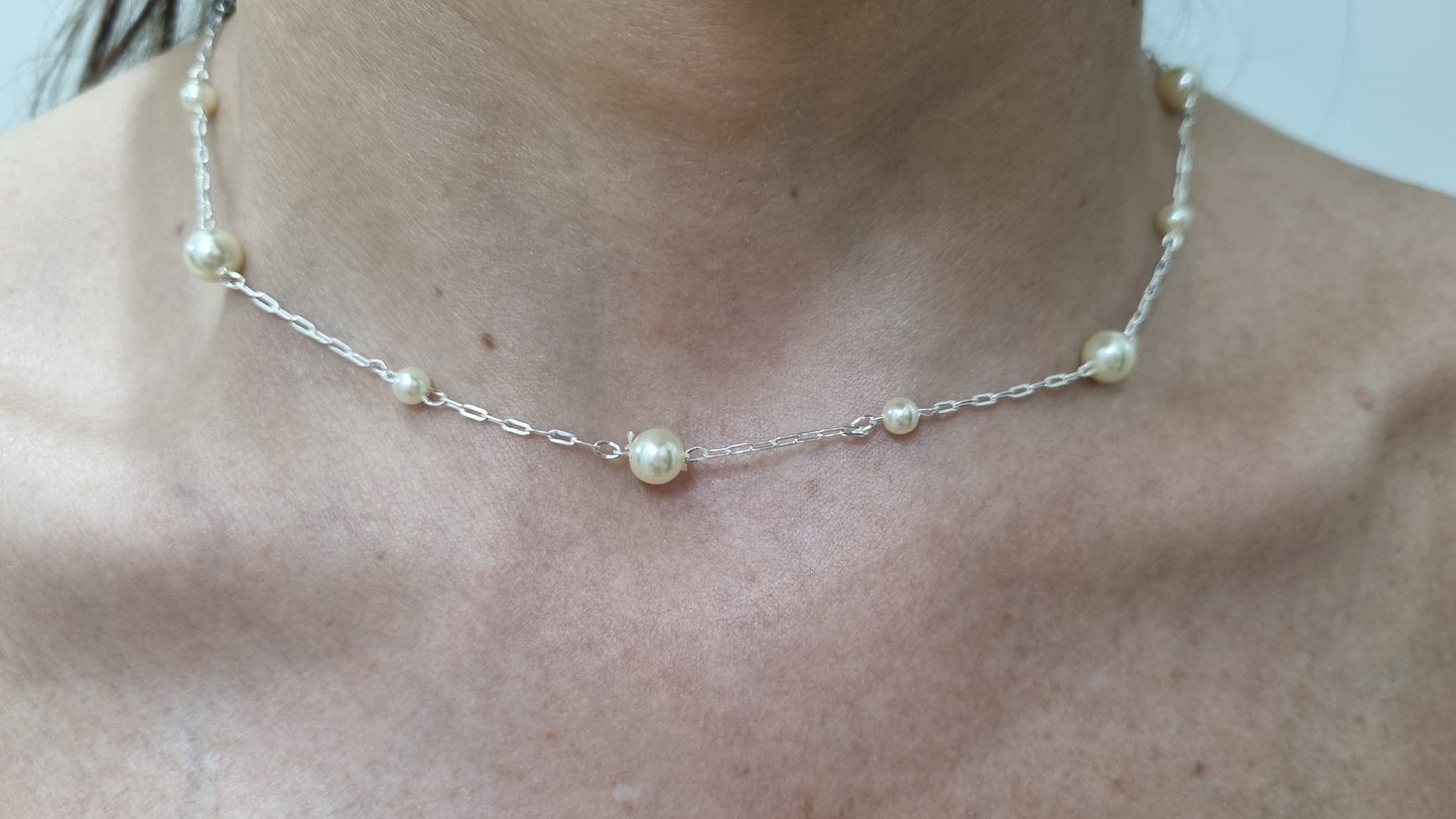 Mixed Pearl Choker Necklace S and M